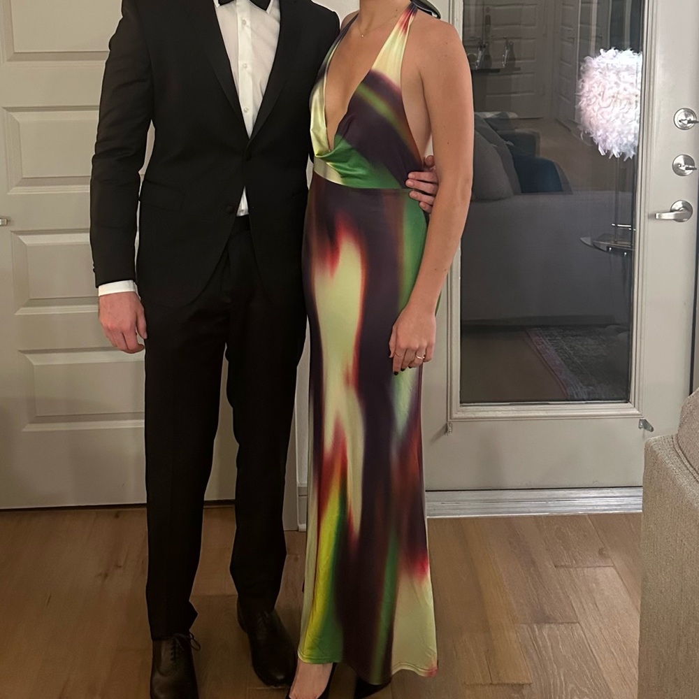 Elegant Multicolor Halter Gown